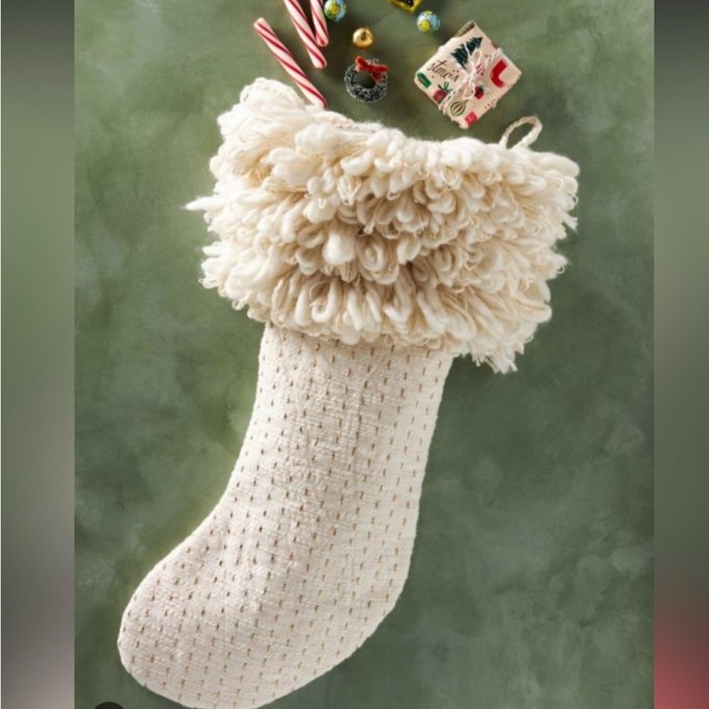 Anthropologie Dolan Ivory Christmas Stockings  New!